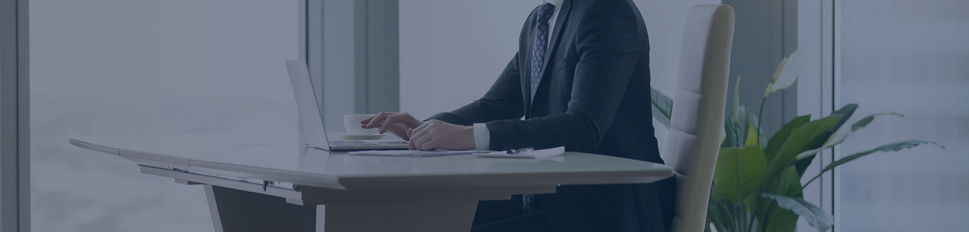 Allianz Partners Deutschland – Neuer CFO: Ein Büro mit einem Tisch, Laptop und Pflanzen im Hintergrund.