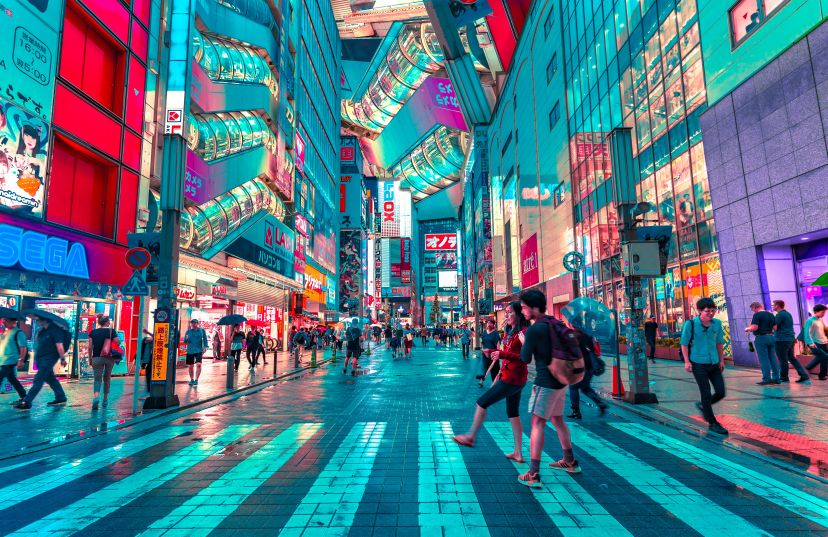 Tokyo street scene at night