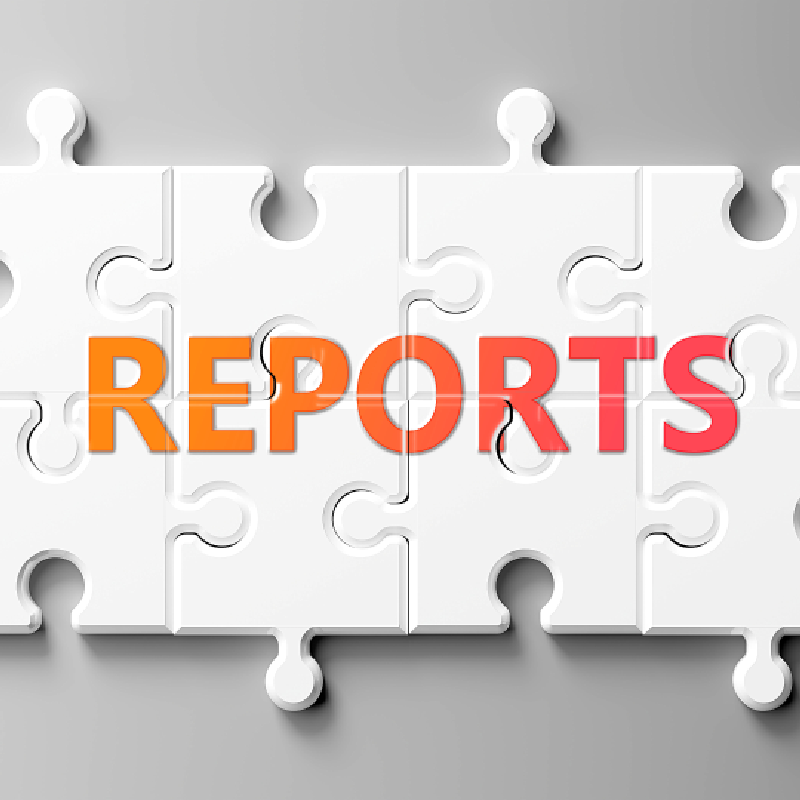 Jigsaw puzzle with the word REPORTS on it.