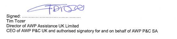 Allianz Partners CEO signature