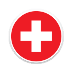 Ein runder Ausschnitt der Flagge von Schweiz.