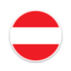 Ein runder Ausschnitt der Flagge von Österreich.