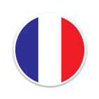 Ein runder Ausschnitt der Flagge von Frankreich.