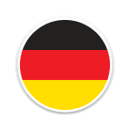 Ein runder Ausschnitt der Flagge von Deutschland.
