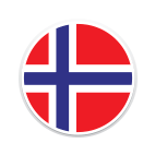 Ein runder Ausschnitt der Flagge von Norwegen.